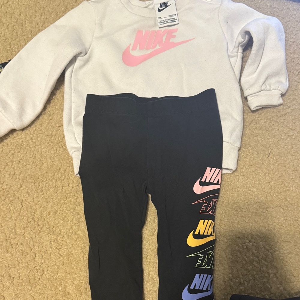 Nike Kids Black Leggings with Colorful Logo